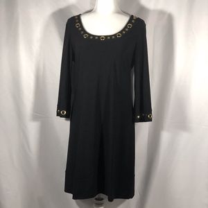 Black and Gold Dress with 3/4 Length Sleeves